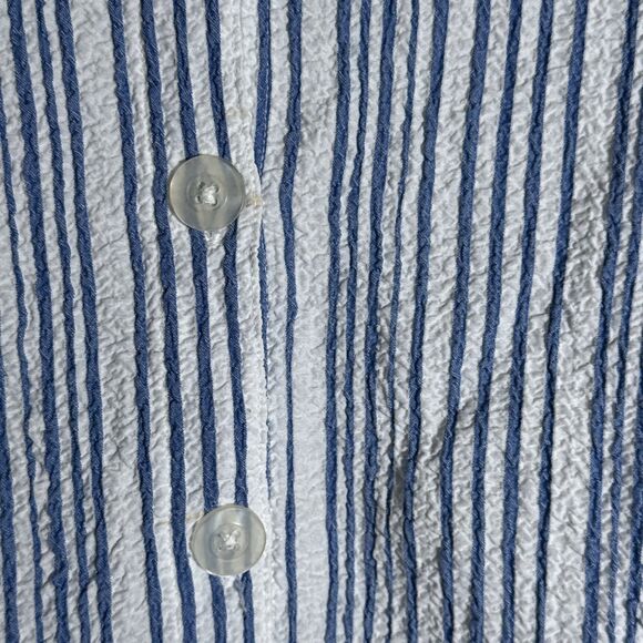 Women’s White Stag Blue And White Striped XL Button Down Top Crinkle Material - Picture 3 of 8